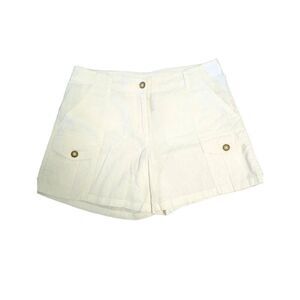 Skye's the Limit White Linen Cotton Shorts 6 Pockets Women's Size 8